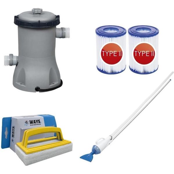 Bestway - Aspiratore Per Piscina Aquacrawl & Pompa Filtro 2006 L/U & 2 Filtri Tipo Ii & Spazzola Ways-image