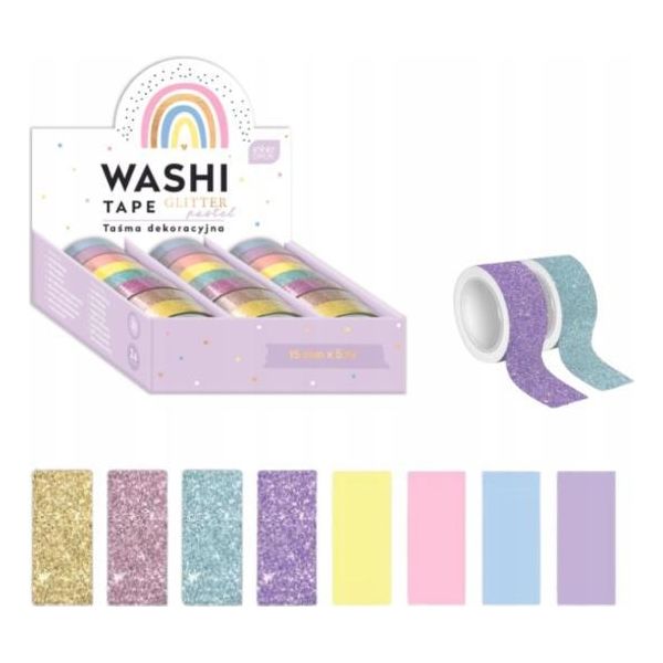 Set Di Nastri Decorativi Washi Glitter Pastel-image