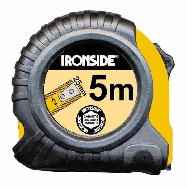 Ironside 150-213 Metro A Rullo Con Arresto 8 M Nastro Da 25 Mm, Custodia Gommata, Giallo/Nero-image
