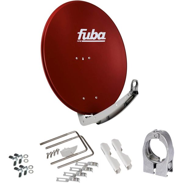 Fuba Daa 780 R Antenna Satellitare In Alluminio Rosso 74X84 Cm - (Risultato Del Test: Eccellente)* - Antenna Satellitare/Parabola Satellitare Con Doppio Braccio Di Supporto, Supporto Lnb In Alluminio Pressofuso-image