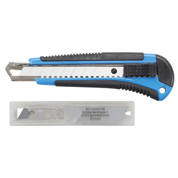 Bgs 7955 | Coltello A Scatto | Larghezza Lama 18 Mm | Incl. 8 Lame | Coltello Da Taglio | Coltello Per Tappeti | Coltello Universale-image