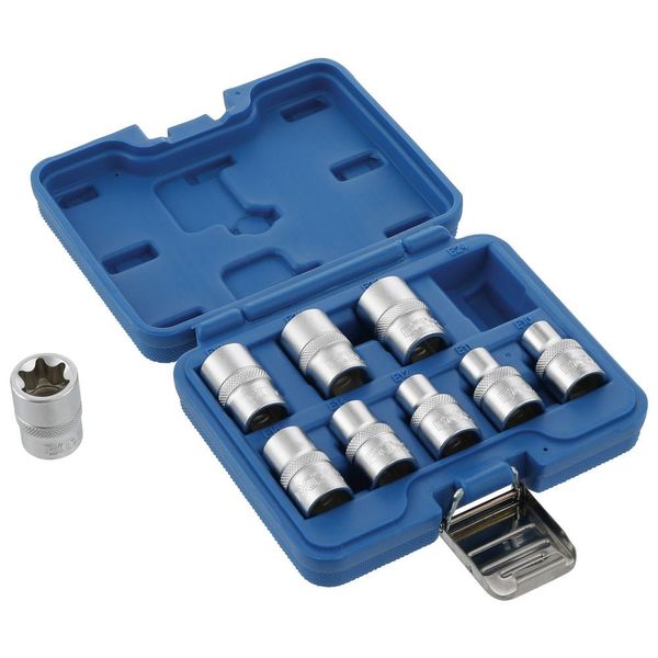 Bgs 6425 | Set Di Chiavi A Bussola Profilo E | 9 Pezzi | 12,5 Mm (1/2") | Sw E10 - E24 | Per Torx Esterno"-image