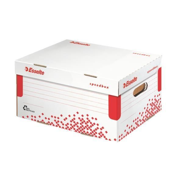 Scatola Con Coperchio A Cerniera Speedbox, Din A4, Bianco/Rosso, Per Formato Din A4+, In Cartone Riciclato Al 100%, Riciclabile Al 100%-image