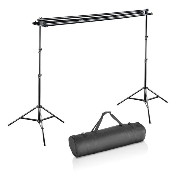 Walimex Pro 3-Fold Background System 145-290 Cm Di Larghezza, Supporto Per Fino A 3 Tele In Carta E Tessuto, Sfondo Fotografico Fino A 250 Cm Di Altezza Per Fotografia, Video E Green Screen-image