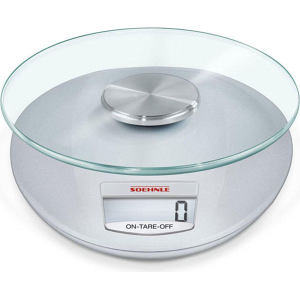 Soehnle 65856 Bilancia Da Cucina Digitale Roma Silver Display Digitale (Lcd) Con Funzionamento A Pulsante - Graduazione Di 1 G - Massima-image
