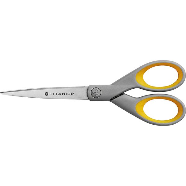 Westcott E-30470 00 Forbici Titanium Super, Inossidabili, Arrotondate, Diritte, Asimmetriche, Grigio/Giallo, 18 Cm-image