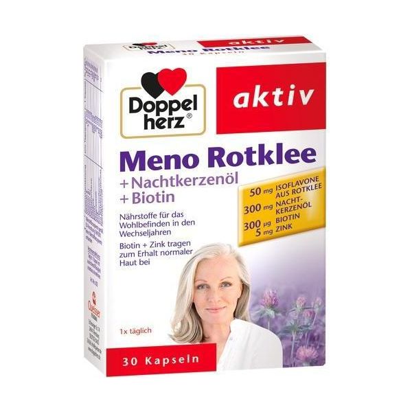 Doppelherz Meno Trifoglio Rosso + Olio Di Enotera + Biotina Nutrienti Per Donne In Menopausa Con Isoflavoni Vegetali 30 Capsule-image
