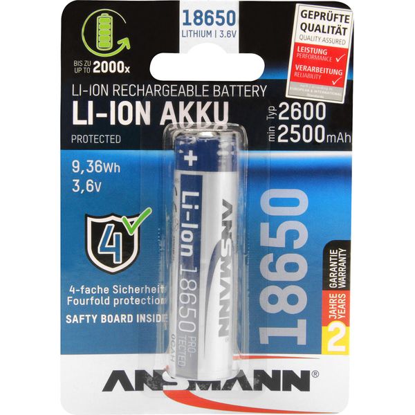 Ansmann 1307-0000 Ansmann Li-Ion 18650 2600Mah 3,6V Akku 9,36Wh 1307-0000-image