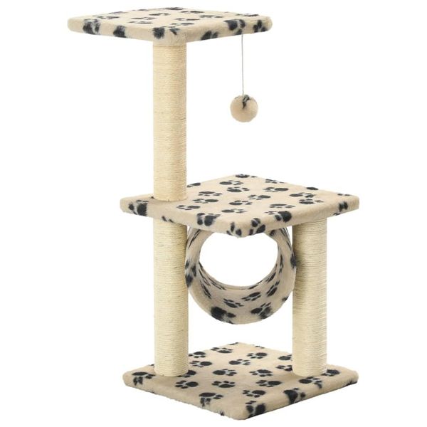 Vidaxl Tiragraffi Per Gatti In Sisal 65 Cm Beige Con Impronta Di Zampa-image