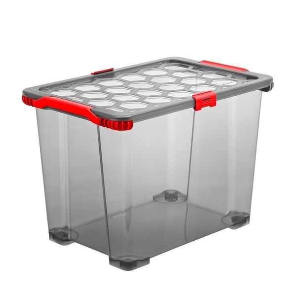 Box W. Box Con Ruote 65 L Evo Total Protection, Colore: Antracite E Rosso-image
