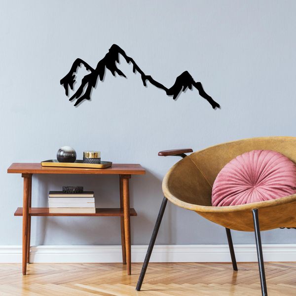 Wallity, Montagna, Decorazione Murale, Nero, Metallo, 70 X 30 Cm-image