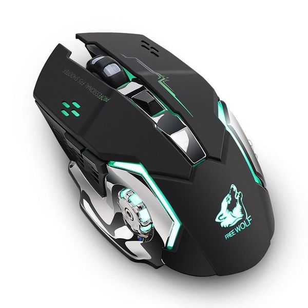 X8 Wireless Gaming Mouse Ricaricabile Silenzioso Led Retroilluminazione Usb Mouse Ottico Ergonomico Gaming Mouse Lol Mouse Surfing Gamer Mouse Per Pc, (Nero)-image