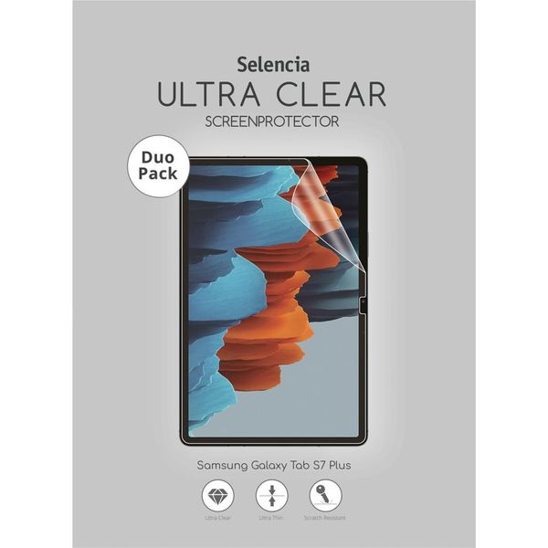 Samsung Galaxy Tab S7 Fe, Samsung Galaxy Tab S7 Plus, Samsung Galaxy Tab S8 Plus, Samsung Galaxy Tab S9 Fe Plus, Samsung Galaxy Tab S9 Plus Screenprotector: Selencia Duo Pack Ultra Clear Screenprotector Tablet - Trasparente-image
