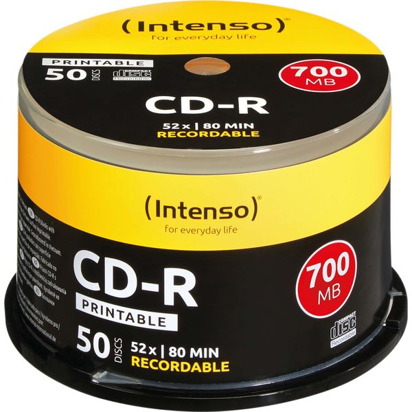 Intenso - 50 X CD-R - 700 Mb (80 Min) 52X - Superficie Stampabile A Getto D'inchiostro - Fuso-image