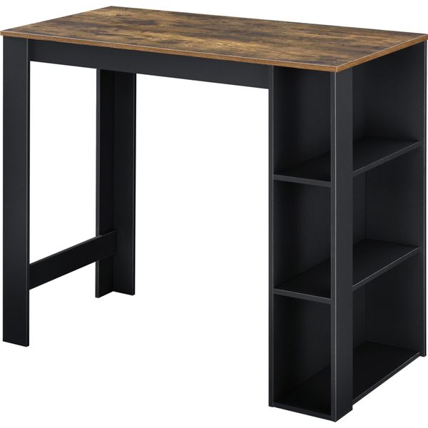 Tavolo Da Bar 'Danderyd' Banco Bar 120 X 60 X 106 Cm Con 3 Ripiani Nero/Quercia, Scuro-image