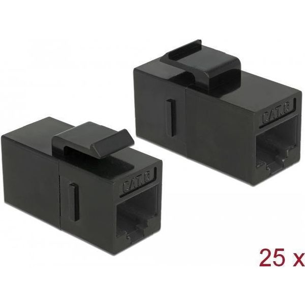 Delock Modulo Keystone Jack RJ45 > Jack RJ45 Cat.6 Utp - Ingresso Modulare - RJ-45 - Nero (Confezione Da 25) (86629)-image