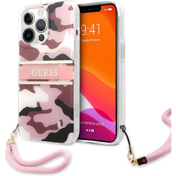 Guess Guhcp13Lkcabpi Iphone 13 Pro / 136,1 RóżOwy/Pink Hardcase Camo Strap Collection-image