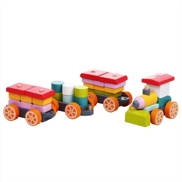 Treno In Legno Cubika Con Tre Carrozze-image