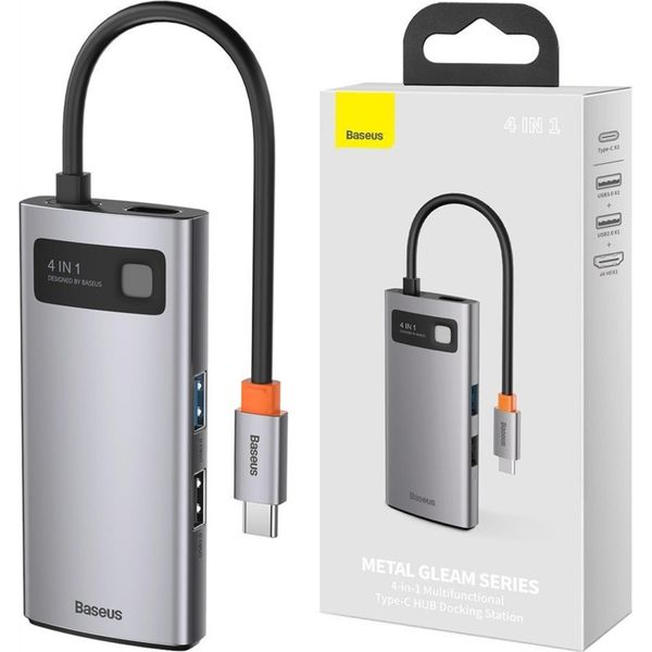 Hub 4W1 Serie Baseus Metal Gleam, Usb-C Do Usb 3.0 + Usb 2.0 + Hdmi + Usb-C Pd-image