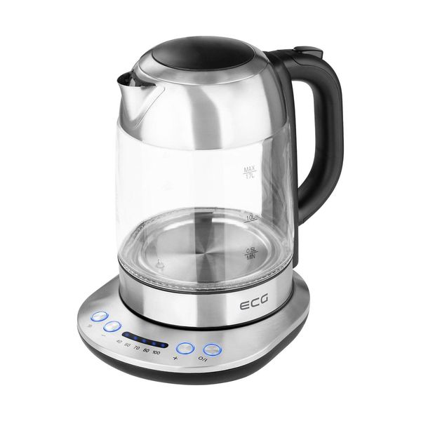 Ecg Rk 1781 Glass | Bollitore Elettrico | Volume 1,7 L | Potenza Assorbita 1850-2200 W | Impostazione Temperatura 40-100 °C | Acciaio Inox Con Vetro Temperato-image