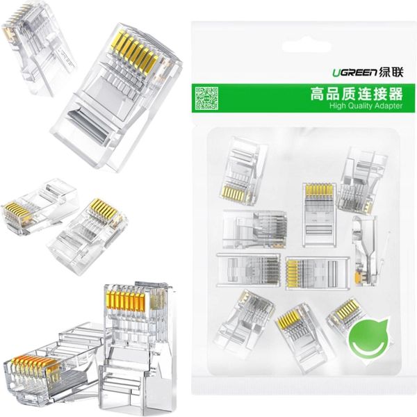 Spina Rj45 Cat 6 Ugreen 50961, Confezione Da 10 Pezzi (Trasparente)-image