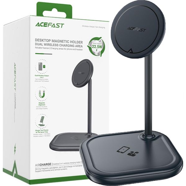Acefast Caricabatterie Wireless Qi 15W Per Iphone (Con Magsafe) E Apple Airpods Supporto Magnetico Grigio (E6 Grigio)-image