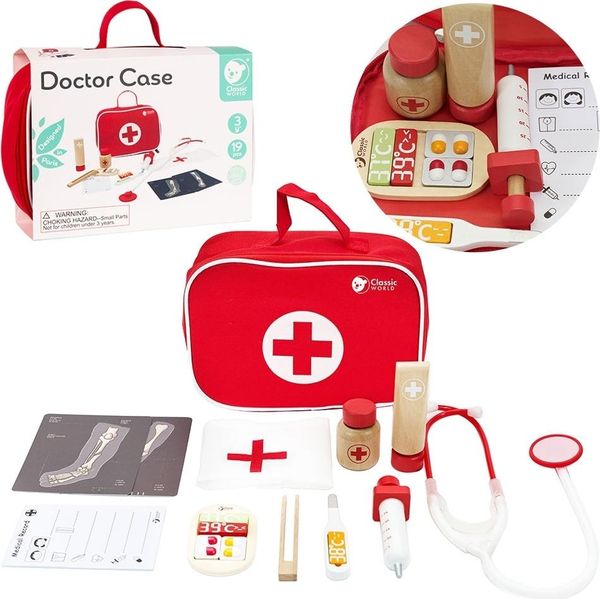Mondo Classico Piccola Valigetta Da Medico Set Di 19 Pezzi In Legno.-image