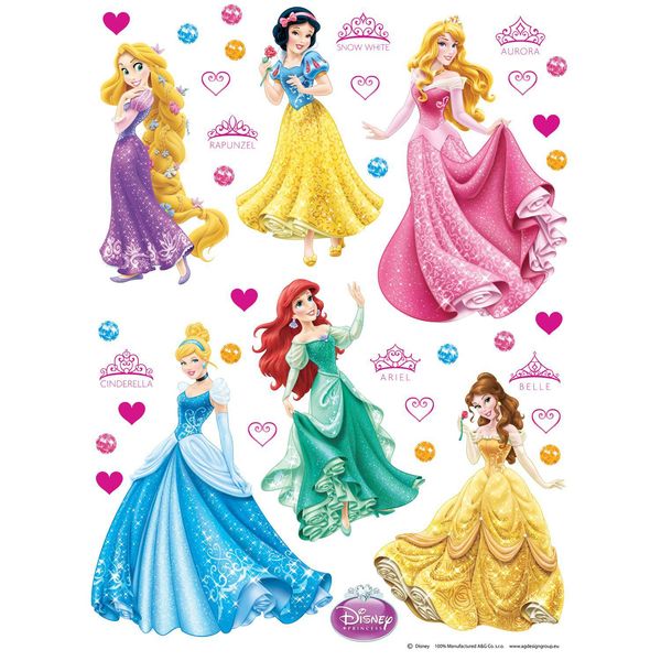 Tatuaggio Da Parete Disney Principesse Giallo, Verde, Rosa E Blu - 600130 - 42,5 X 65 Cm-image