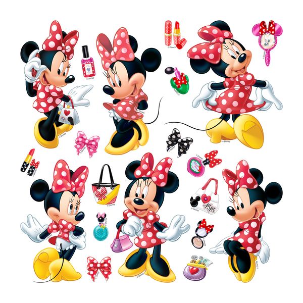 Tatuaggio Da Parete Disney Minnie Mouse Rosso E Giallo - 600238 - 30 X 30 Cm-image