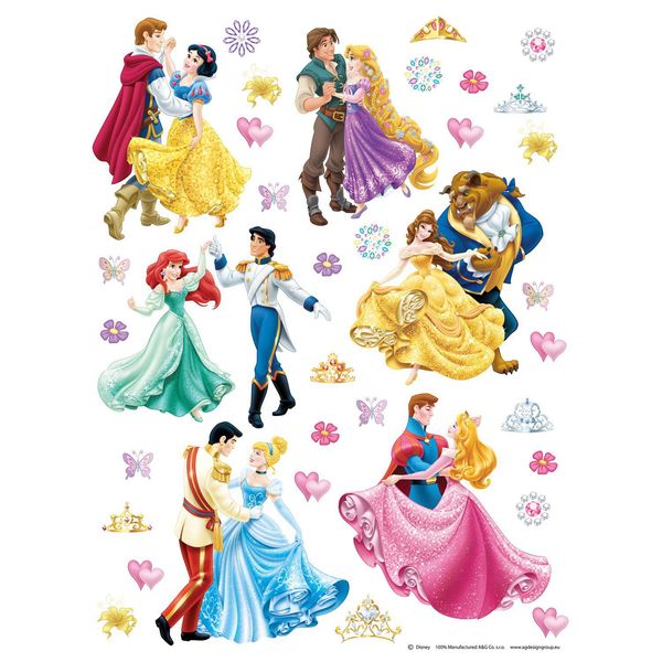 Tatuaggio Da Parete Disney Principesse Giallo, Rosa, Viola E Blu - 600141 - 65 X 85 Cm-image