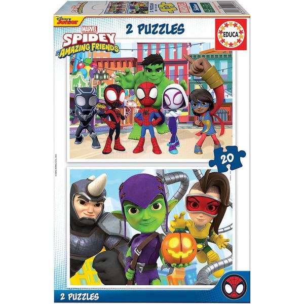 Educa 19296, Spidey E I Suoi Superamici, Set Di 2 Puzzle Da 20 Pezzi Per Bambini Dai 3 Anni In Su, Spiderman, Marvel-image
