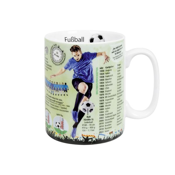 KöNitz Wissensbecher FußBall, Becher, Tasse, Kaffeebecher, Porzellan, Bunt, 490 Ml, 11 1 330 2729-image