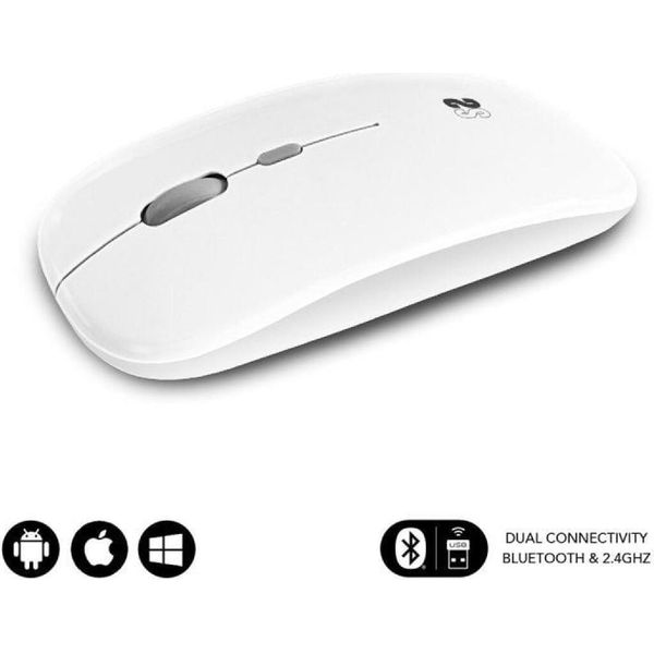 Subblim SUBMO-DFLAT21 Mouse Ambidestro Rf Wireless Bluetooth Usb Type-A Ottico 1600 Dpi Bianco-image