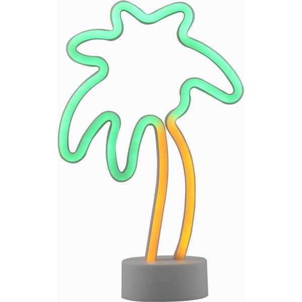 Luce Led Neon, Lampada Da Terra Decorativa, Palma Verde Giallo, 29,5 X 18,5 X 8,5 Cm-image