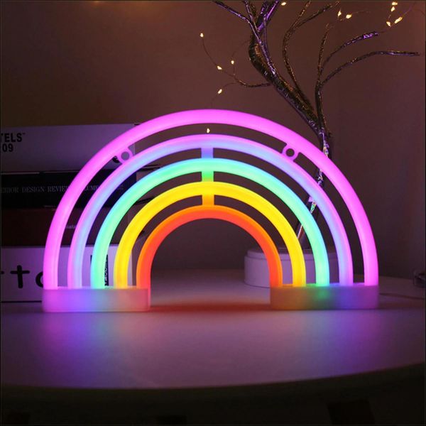 Luce Led Neon, Applique Decorativa, Arcobaleno Colorato, Circa 38 X 19 X 2 Cm-image