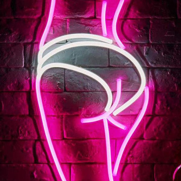 Luce Led Neon, Applique Decorativa, Mozzicone, Bianco Rosa, Circa 29,2 X 49 X 1,6 Cm-image