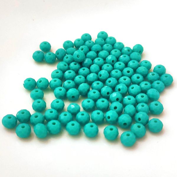 Perline Di Vetro - Tipo "Sfaccettato"" - 140 Pezzi - 4 Mm - Turchese Chiaro Opaco"-image