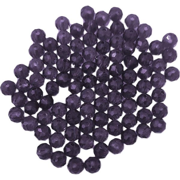 Perle Di Vetro - Tipo "Sfaccettato"" - 100 Pezzi - 6 Mm - Viola Scuro"-image