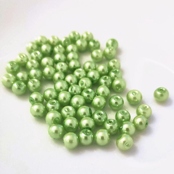 Perline Di Vetro - Tipo "Rotondo"" - 20G - 8 Mm - Verde Chiaro"-image