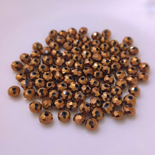 Perle Di Vetro - Tipo "Sfaccettato"" - 100 Pezzi - 8 Mm - Marrone Opaco"-image