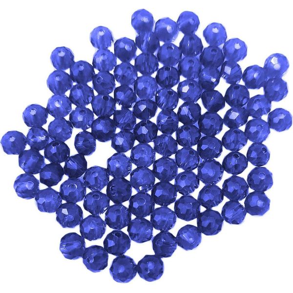 Perle Di Vetro - Tipo "Sfaccettato"" - 100 Pezzi - 6 Mm - Blu"-image