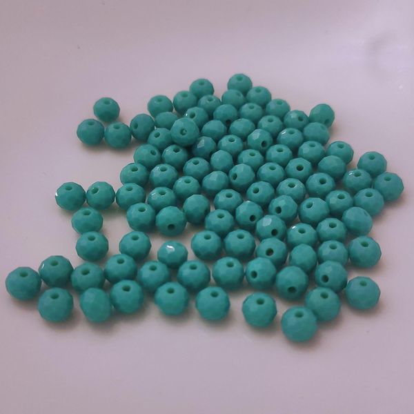 Perle Di Vetro - Tipo "Sfaccettato"" - 100 Pezzi - 8 Mm - Turchese Chiaro Opaco"-image