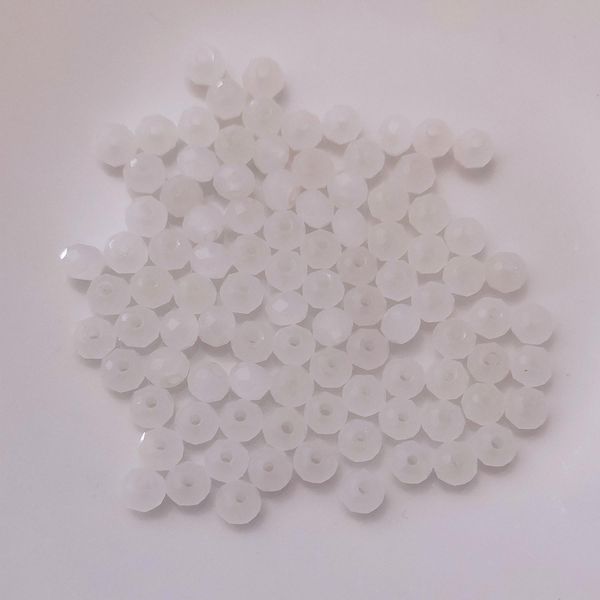 Perle Di Vetro - Tipo "Sfaccettato"" - 60 Pezzi - 10 Mm - Bianco/Trasparente Opaco"-image