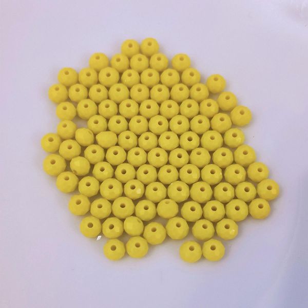 Perle Di Vetro - Tipo "Sfaccettato"" - 100 Pezzi - 6 Mm - Giallo Opaco"-image