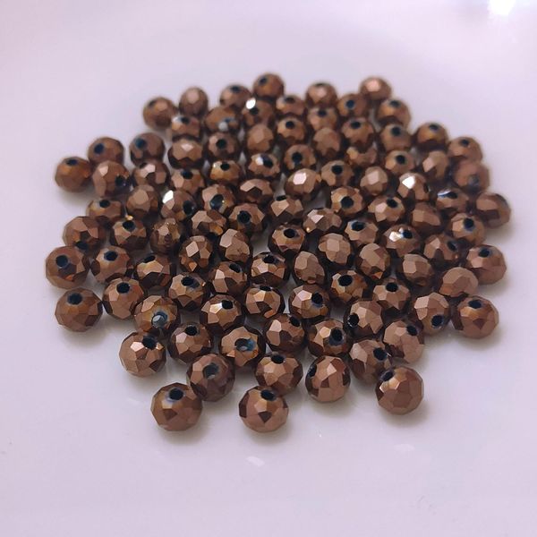 Perle Di Vetro - Tipo "Sfaccettato"" - 100 Pezzi - 8 Mm - Marrone Scuro Opaco"-image