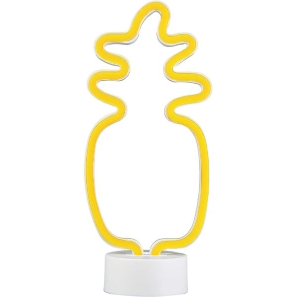 Luce Led Neon, Lampada Da Terra Decorativa, Giallo Ananas, 29,5 X 13 X 8,5 Cm-image