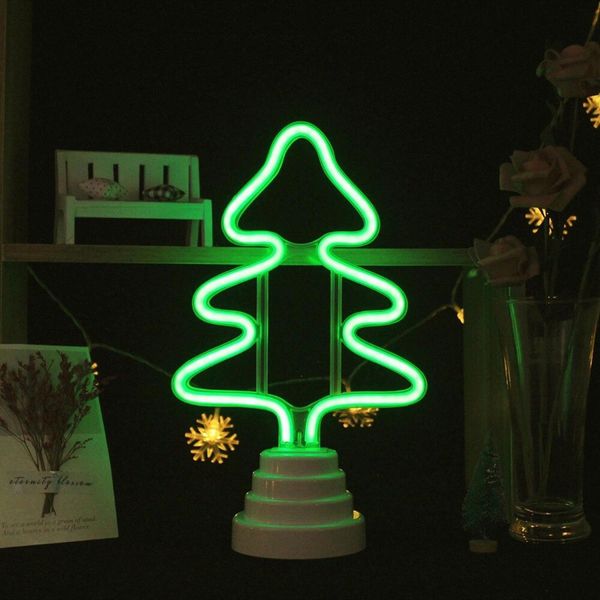 Luce Led Neon, Lampada Da Appoggio Decorativa, Verde Abete, Circa 28 X 18,5 X 8,5 Cm-image
