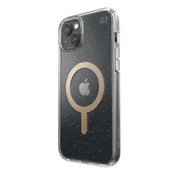 Speck Presidio Perfect-Clear Glitter Magsafe Microban Apple Iphone 14 Plus / 15 Plus (Clear / Gold Glitter)-image