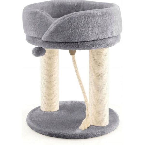 Costway 4In1 Tiragraffi Piccolo 50,5 Cm, Albero Per Gatti Con Seduta Morbida, Base, Palla Di Pelo E Corda In Sisal, Tiragraffi In Legno Per Gatti, Albero Da Arrampicata, Arredamento Per Gatti, Grigio-image