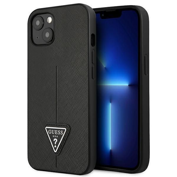 Guess Guhcp13Spsatlk Custodia Rigida Per Iphone 13 Mini 5.4 Nero/Nero Logo Saffianotriangle-image